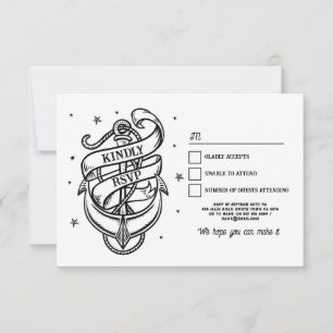 Invitation Ancre rocheuse traditionnelle Mariage RSVP Tattoo