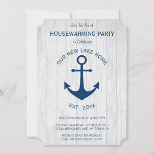 Invitation Ancre rustique marine