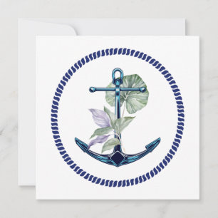 Invitation Ancre Tropicale avec Plantes et Fleurs Vierge