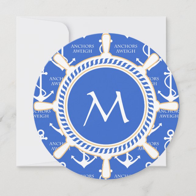Invitation Ancres Aweigh Thème de voile Motif côtier (Devant)