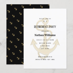 Invitation Ancres nautiques Black Gold Custom Retirement