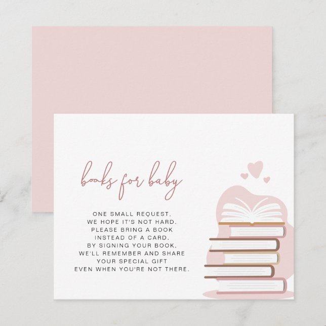 Invitation ANDI Dusty Rose Blush Pink Livres pour Baby Card (Devant / Derrière)