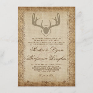Invitation Andouillers rustiques de cerfs communs chassant