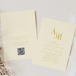 Invitation ANDREA Beurre Jaune Code QR Élégant Mariage