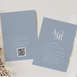 Invitation ANDREA Bleu Poussiéreux Code QR Mariage Classique