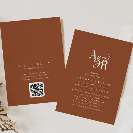 Invitation ANDREA Terracotta QR Code Bohème Élégant Mariage