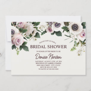 Invitation Anémone blanc sur Fête des mariées blanche neige