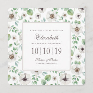 Invitation Anémone blanche florale de l'aquarelle -
