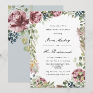 Invitation Anemone Grey Bleu Botanique BRIDESMAIDS LUNCHEON