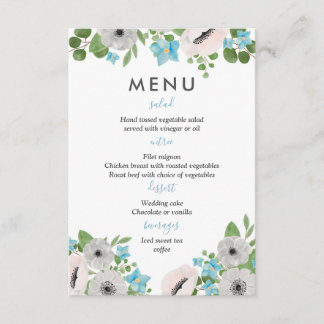 Invitation Anémones à l'aquarelle Florales | Menu de mariage