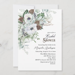 Invitation Anémones d'hiver à l'aquarelle Fleurs Mariage