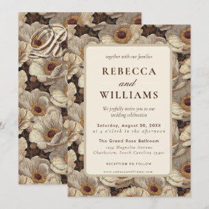 Invitation Anémones Élégantes Mariage Floral de Jardin