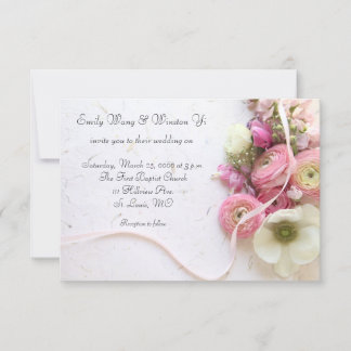 Invitation Anémones, ranunculus, ruban