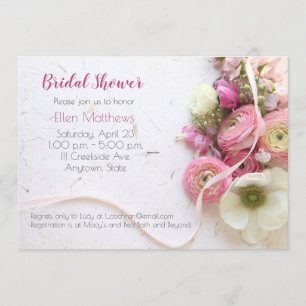 Invitation Anémones, ranunculus, ruban