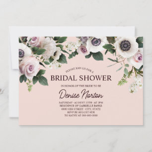 Invitation Anéone blanc sur Fête des mariées Rose Blush