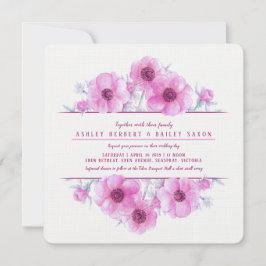 Invitation Anéone rose floral aquarelle mariage invite