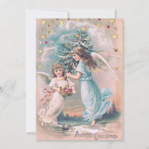 Invitation Ange Chérubin Arbre de Noël Pomme Étoiles