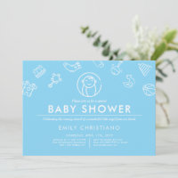 Ange couchant | Baby shower minimal bleu uni