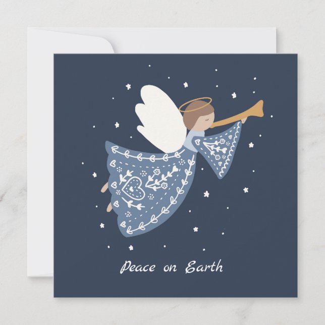 Invitation Ange de Noël personnalisé Vacances Paix Terre (Devant)