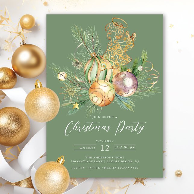 Invitation Ange d'or Noël (Créateur téléchargé)