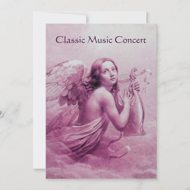 Invitation ANGE JOUANT DE LA LYRE SUR LES NUAGES, champagne (Devant)