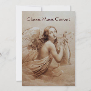 Invitation ANGE JOUE LA LYRE SUR LES NUAGES,champagne