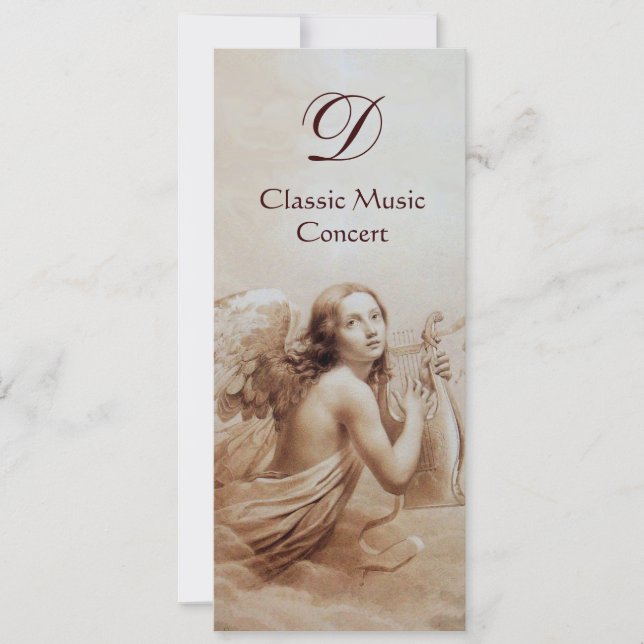 Invitation ANGE JOUE LA LYRE SUR LES NUAGES, Monogramme (Devant)