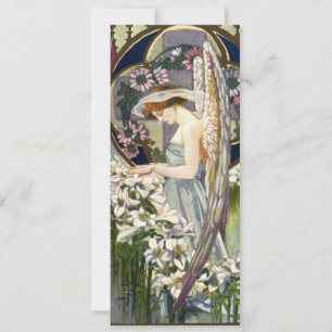 Invitation Ange victorien et fleurs de lys de Pâques vintage