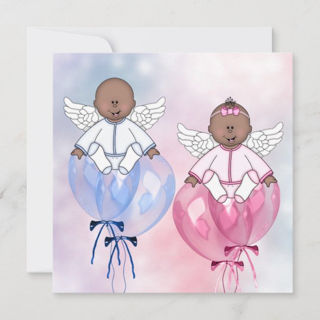 Invitation Angel Balloons African American Gender Revela (Devant)