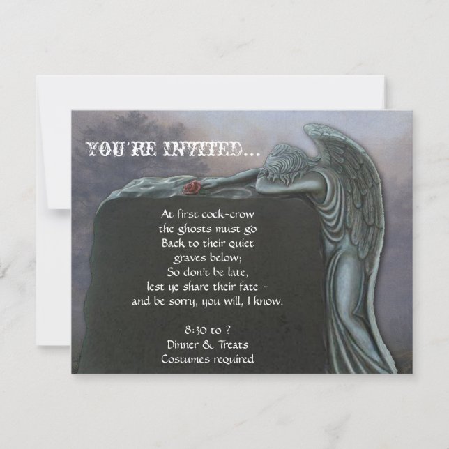 Invitation Angel Tombstone au cimetière Parti d'Halloween (Devant)