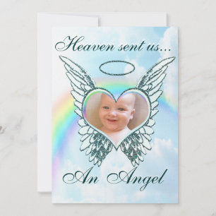 Invitation Angel Wings and Heart