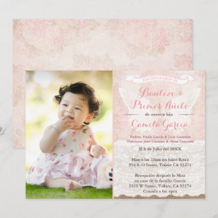 Invitation Angel Wings Latina Baptême & 1ère fête d'anniversa
