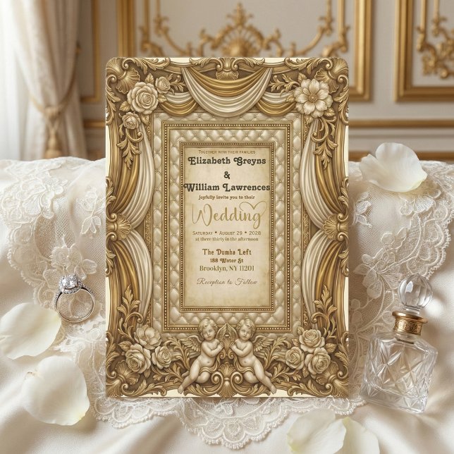Invitation Anges Cherubins Vintage Mariage Féerique Victorien (Créateur téléchargé)