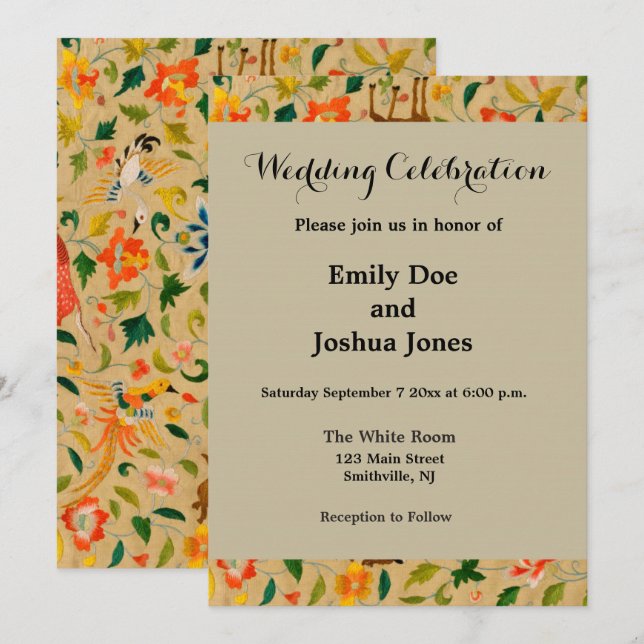 Invitation Animal Antique Cheval Oiseau Deer Rabbit (Devant / Derrière)