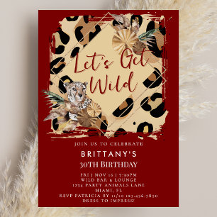 Invitation Animal de fête à imprimé léopard, anniversaire de 