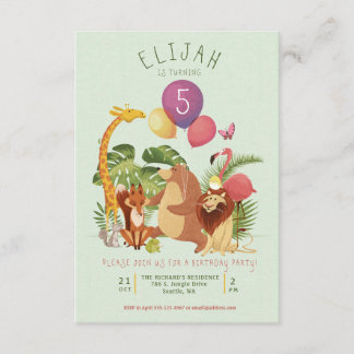 Invitation animal de fête d'anniversaire d'amis de