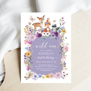 Invitation Animal de la forêt Premier anniversaire sauvage Fl