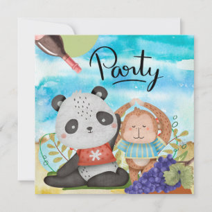 Invitation Animal de yoga pour fête d'anniversaire