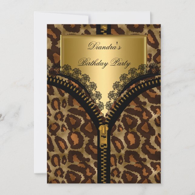 Invitation Animal Gold Corset Black Lace fête d'anniversaire (Devant)