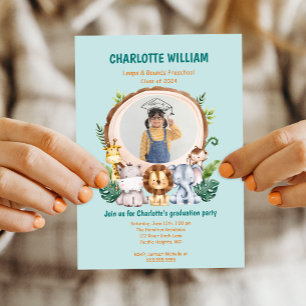 Invitation Animal Kid Preschool Photo Party Graduation