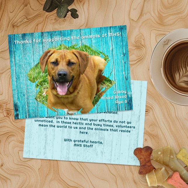 Invitation Animal Shelter Thank You Photo Template Wood Card (Créateur téléchargé)
