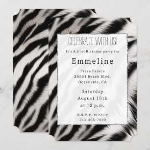 Invitation Animal Zèbre noir blanc