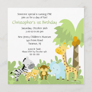 Invitation animale d'anniversaire de jungle de