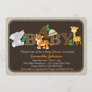 Invitation animale de baby shower de jungle