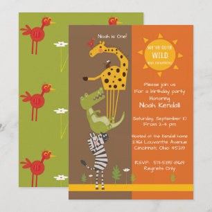 Invitation animale de fête d'anniversaire de