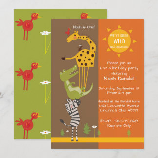 Invitation animale de fête d'anniversaire de