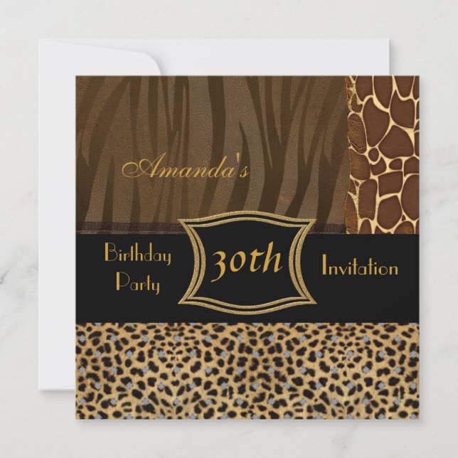 Invitation Animale Léopard 30e Fête d'Anniversaire (Devant)