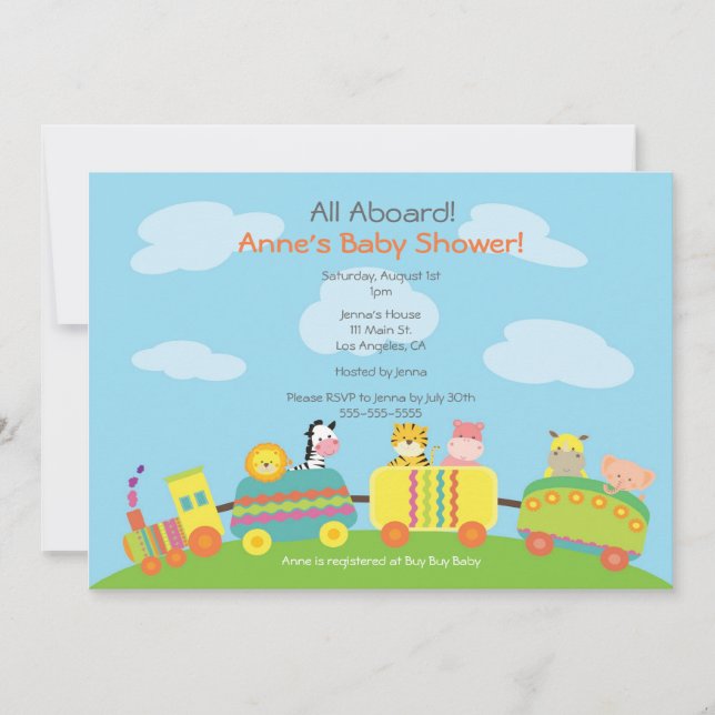 Invitation animale mignonne de baby shower de (Devant)