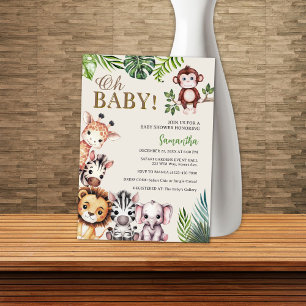 Invitation Animaux Adorables Oh Bébé Safari Jungle Fête de Na