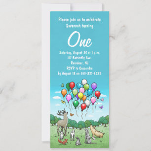 Invitation Animaux avec des ballons colorés